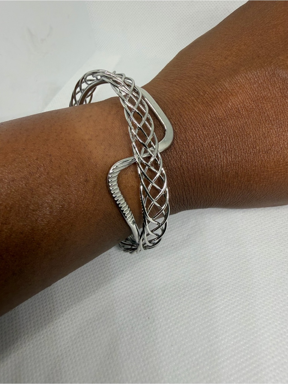 Silver Twisted Wire Cuff Bracelet - Women Jewelry Stainless Steel